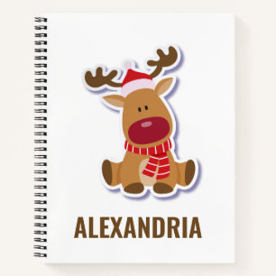 Custom cute Rudolph reindeer Santa Claus Christmas Notebook