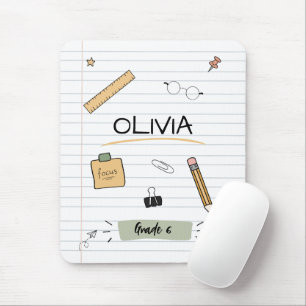 Custom Cute Sketch Doodles Kids Back To School Mouse Mat