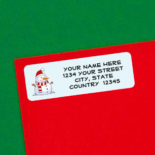 Custom Cute Snowman Red Christmas Address Label