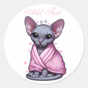 Custom Cute Sphynx Kitten Cat Personalised  Classic Round Sticker