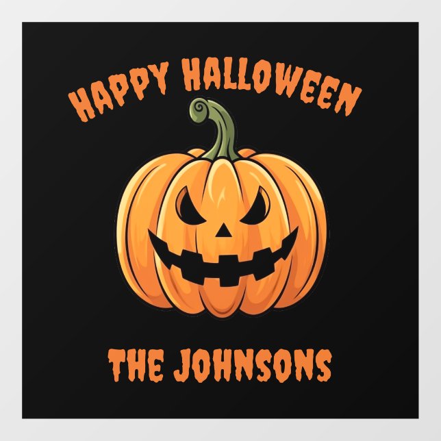 Custom Cute & Spooky Pumpkin Happy Halloween  Window Cling (Sheet)