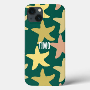 Custom cute starfish green pattern iPhone 13 case