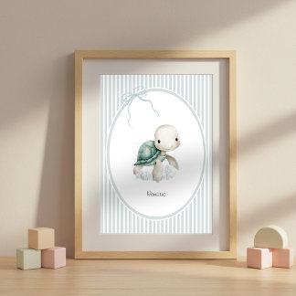 Custom Cute Turtle – Baby Shower Newborn Name Gift Poster