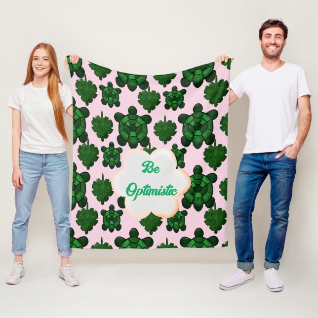 Custom Cute Turtle Leaves Seamless Pattern,  Fleece Blanket (In Situ)