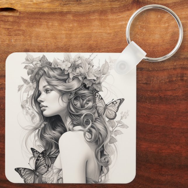 Custom Cute Two Photo Double Sided Personalised Ke Key Ring (Back)