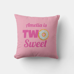 Custom Cute two sweet Doughnut 2nd birthday girls Cushion