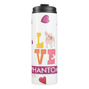 Custom Cute Valentine's Day English Bulldog Dog Thermal Tumbler