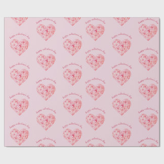 Custom Cute Watercolor Rose Heart Valentine's Day Wrapping Paper