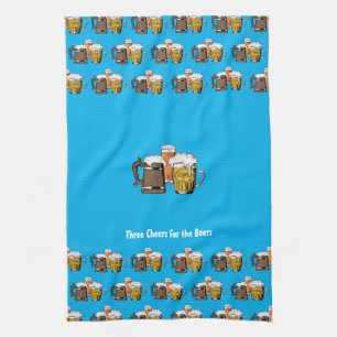 Custom Cyan Blue Beers Tea Towel