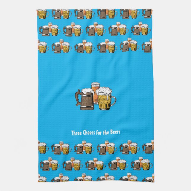 Custom Cyan Blue Beers Tea Towel (Vertical)