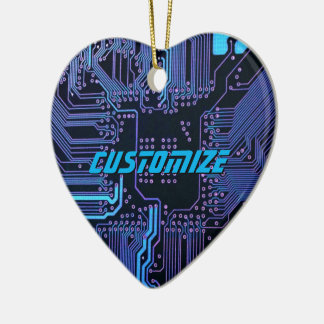 Custom Cyber Blue PCB Circuit Board Tech Art Ceramic Tree Decoration