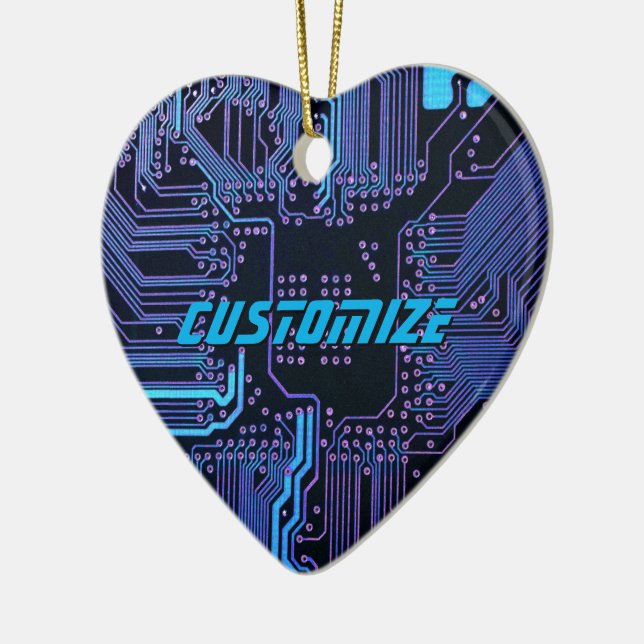 Custom Cyber Blue PCB Circuit Board Tech Art Ceramic Tree Decoration (Left)