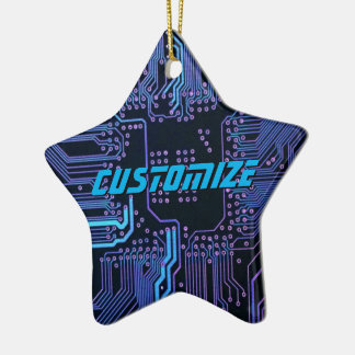 Custom Cyber Blue PCB Circuit Board Tech Art Ceramic Tree Decoration
