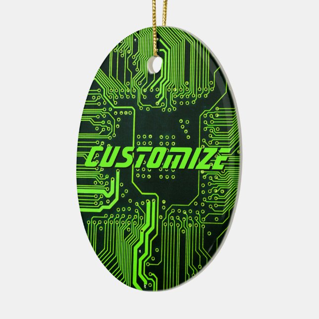 Custom Cyber Green PCB Circuit Board Tech Art Ceramic Tree Decoration (Left)