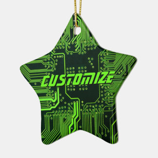 Custom Cyber Green PCB Circuit Board Tech Art Ceramic Tree Decoration