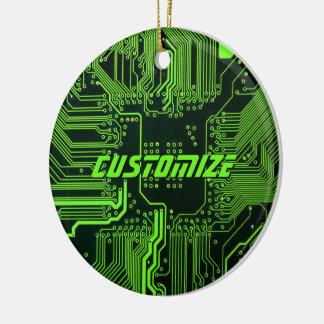 Custom Cyber Green PCB Circuit Board Tech Art Ceramic Tree Decoration