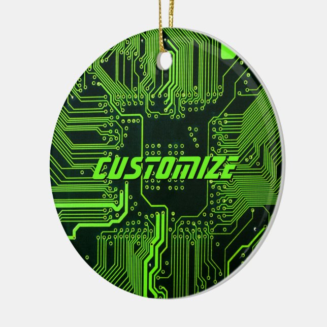 Custom Cyber Green PCB Circuit Board Tech Art Ceramic Tree Decoration (Left)