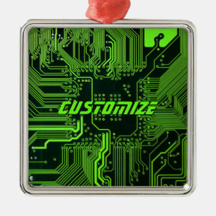 Custom Cyber Green PCB Circuit Board Tech Art Metal Tree Decoration
