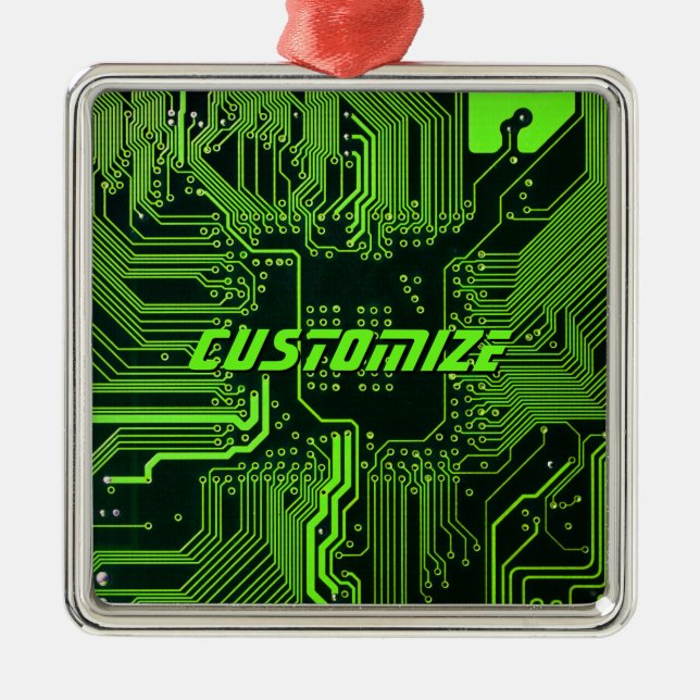Custom Cyber Green PCB Circuit Board Tech Art Metal Tree Decoration (Front)