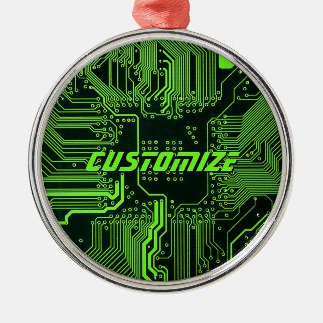 Custom Cyber Green PCB Circuit Board Tech Art Metal Tree Decoration (Front)