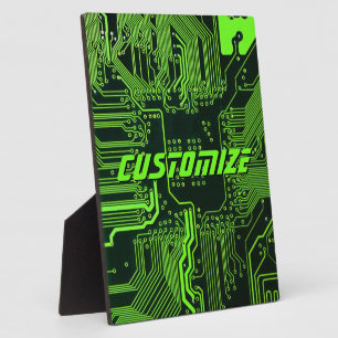 Custom Cyber Green PCB Circuit Board Tech Art Plaque