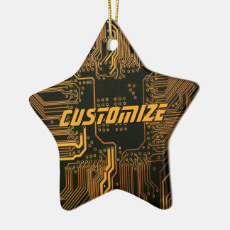Custom Cyber Orange PCB Circuit Board Tech Art Ceramic Tree Decoration