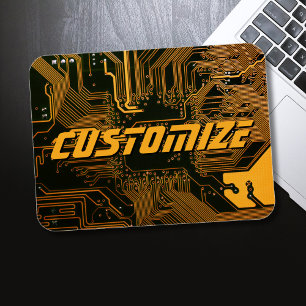 Custom Cyber Orange PCB Circuit Board Tech Art Magnet