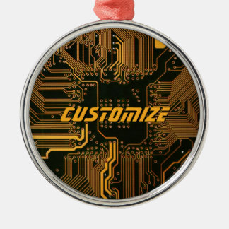 Custom Cyber Orange PCB Circuit Board Tech Art Metal Tree Decoration
