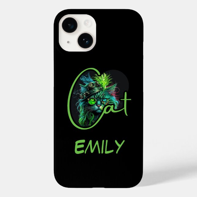CUSTOM Cyber Steampunk Cat – Cat Lover Case-Mate iPhone Case (Back)