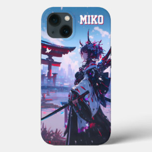 Custom Cyberpunk Anime Japanese Miko Torii Gate iPhone 13 Case