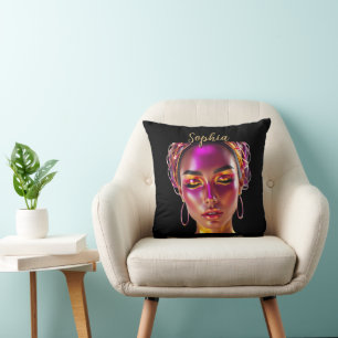 Custom Cyberpunk Queen Name Throw Pillow