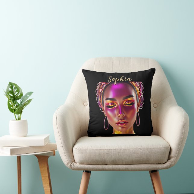 Custom Cyberpunk Queen Name Throw Pillow (Chair)