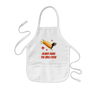 Custom Dachshund BBQ Crew Funny Wiener Dog Kids Apron