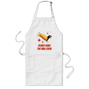 Custom Dachshund BBQ Crew Funny Wiener Dog Long Apron