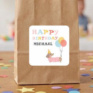 Custom Dachshund Happy Birthday Square Sticker