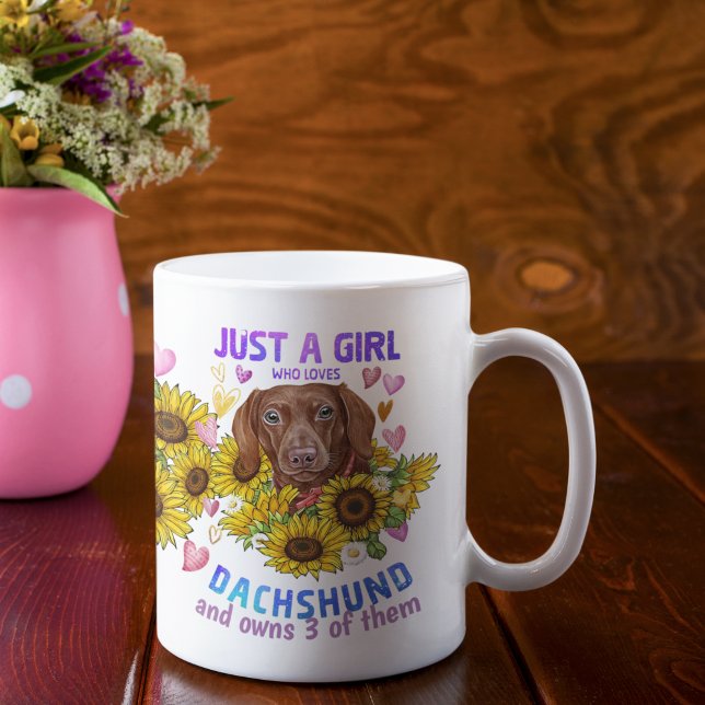 Custom Dachshund Lover Sunflower Trainer Floral Coffee Mug (Creator Uploaded)