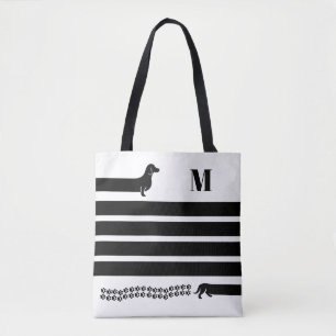 Custom Dachshund Monogram Tote Bag