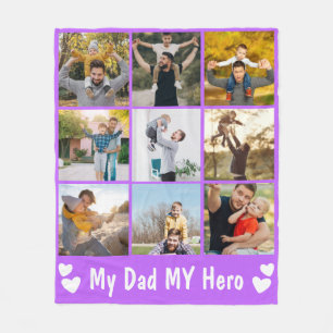 Custom Dad 9 Photo Collage And Gift Kids Fleece Blanket