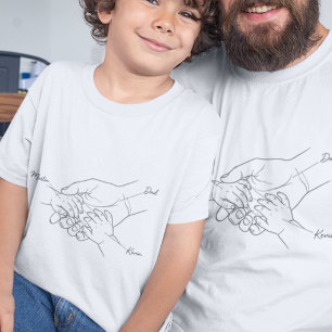 Custom Dad and Kids Hand Line Art Name Shirt