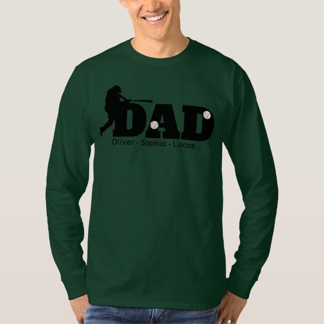 Custom Dad Baseball  T-Shirt (Front)