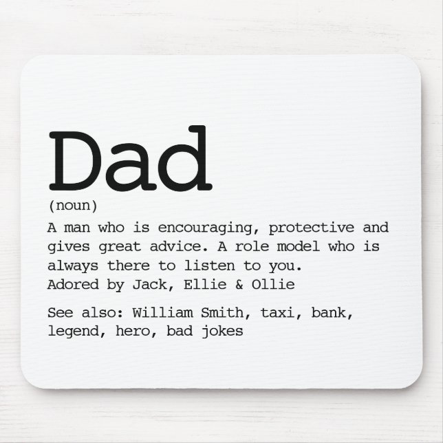 Custom Dad Definition Black And White Mouse Mat (Front)