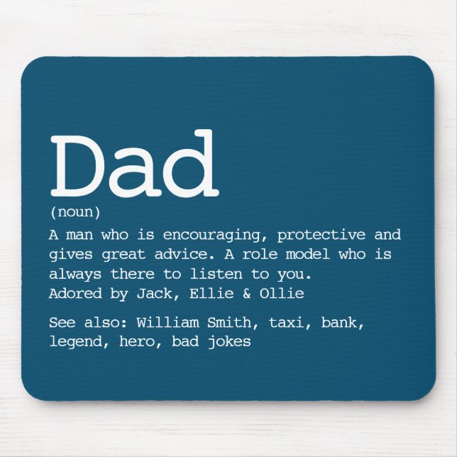 Custom Dad Definition Father's Day Blue Mouse Mat (Front)