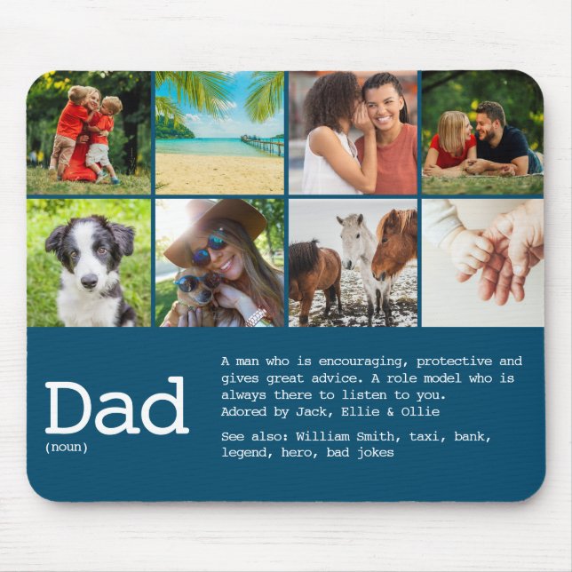 Custom Dad Definition Fathers Day Photo Blue Mouse Mat (Front)