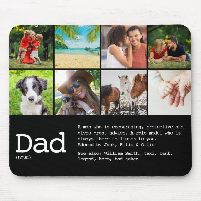 Custom Dad Definition Photo Black And White Mouse Mat (Front)