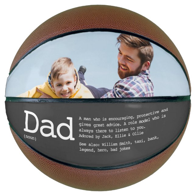 Custom Dad Definition Photo Grey  Basketball (Front)