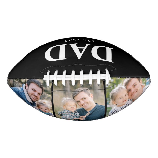 Custom Dad Established 3 Photo Fathers Day American Football (Front)