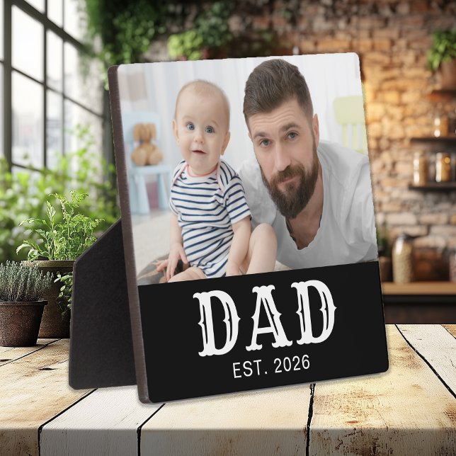 Custom Dad Established Bold Typography Photo Plaque (Creator Uploaded)