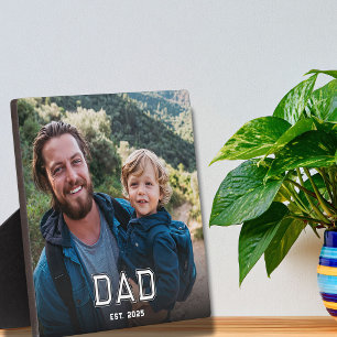 Custom Dad Established Modern Bold Font Photo Plaque