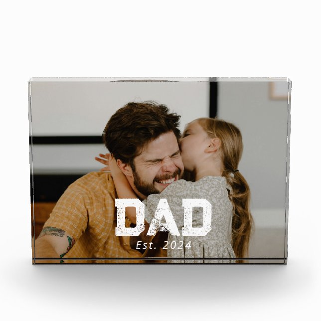 Custom Dad Established Modern Bold Photo Block (Front)