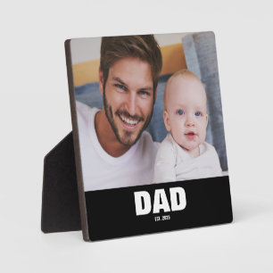 Custom Dad Established Modern Bold Photo Plaque